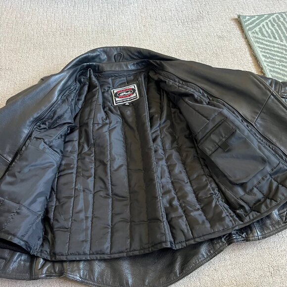 River Road Men’s Caliber Lined Motorcycle Jacket Sz 42 Black Leather Elbow Pad - Picture 10 of 13